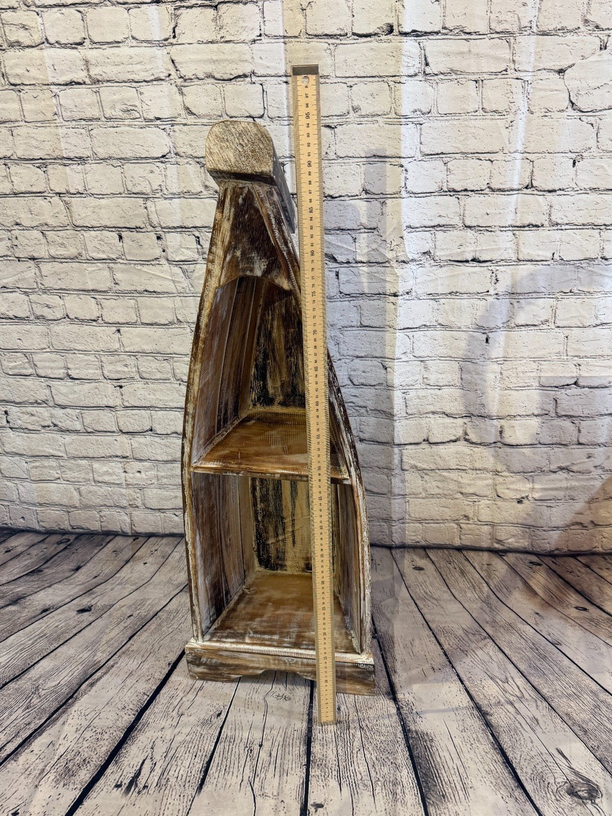 60cm x 30cm x 22cm Brown Boat Shelf Wooden Cabinet Living Hall Storage Furniture5