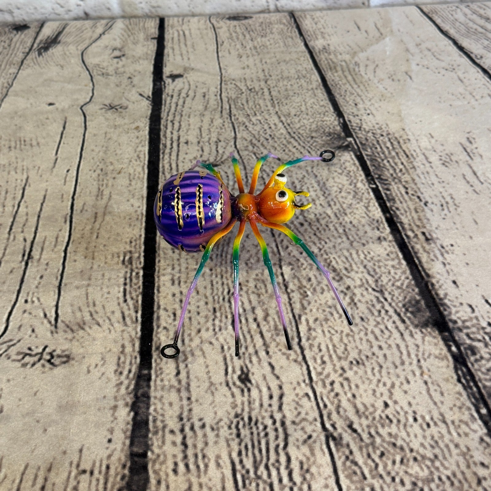 15cm x 10cm Small Colourful Purple Spider Metal Tin Standing Ornament Statue3