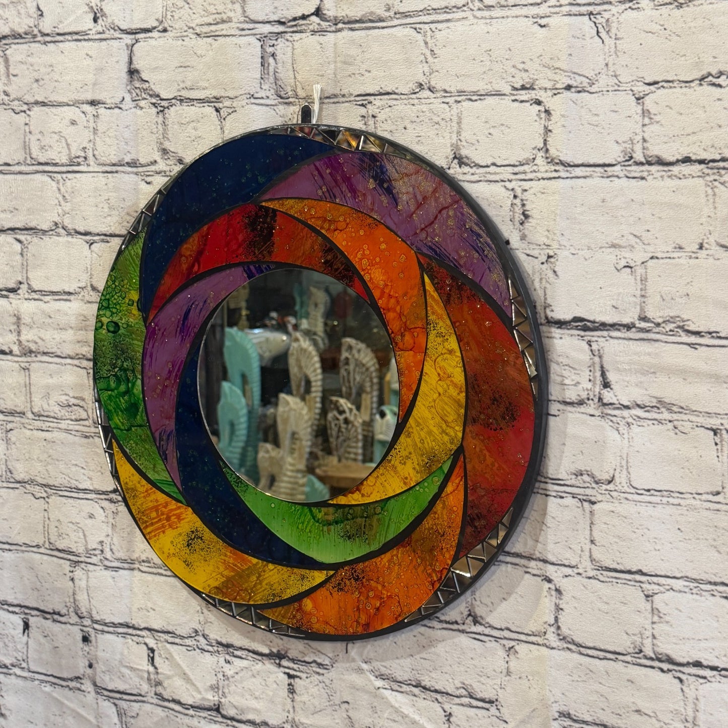 Rainbow Swirl Mosaic Tile Wall Mirror 40cm x 40cm 16 Inches Handmade New1