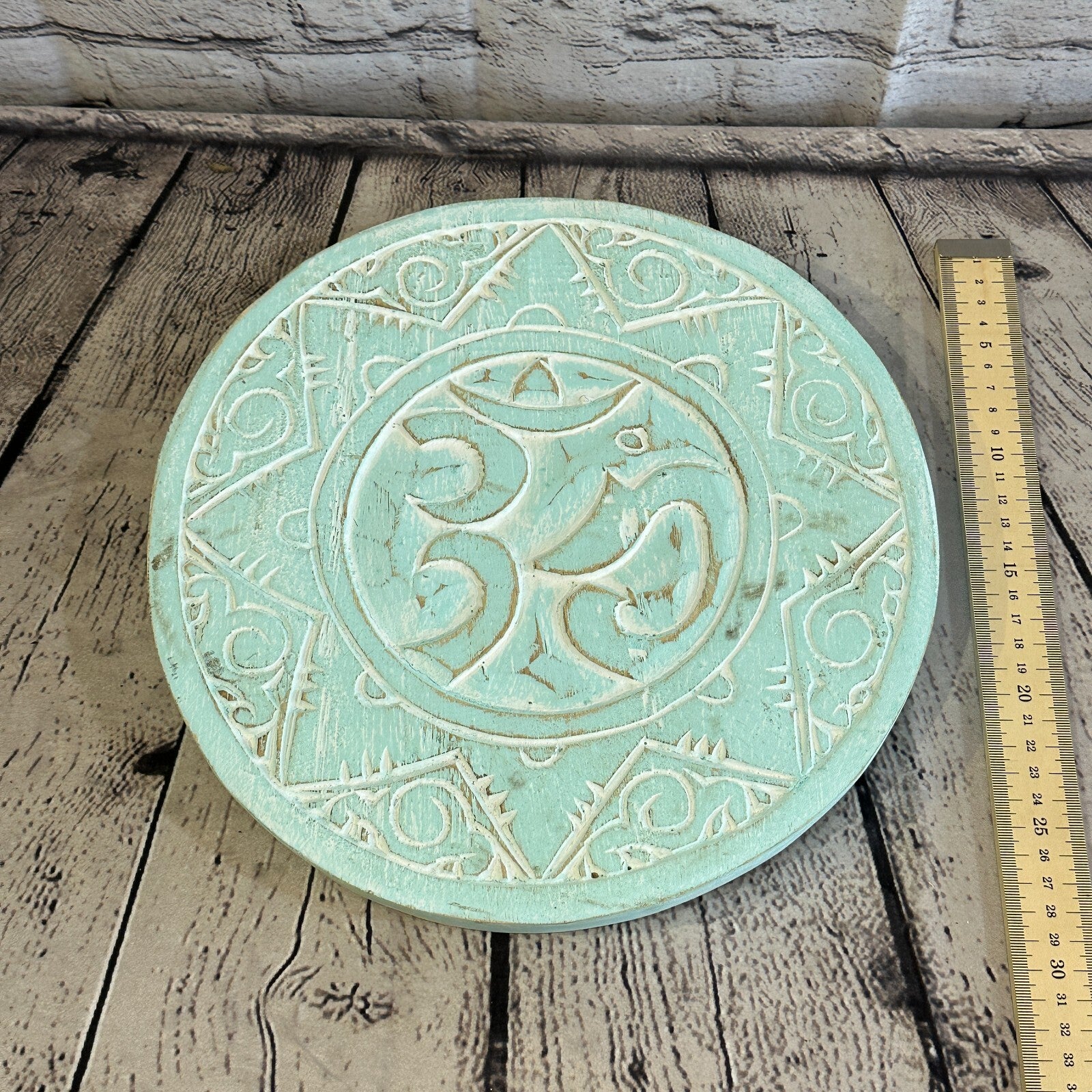 30cm Blue Style Wall Decoration Om Lucky Coin Designer Mask Wooden Handmade5