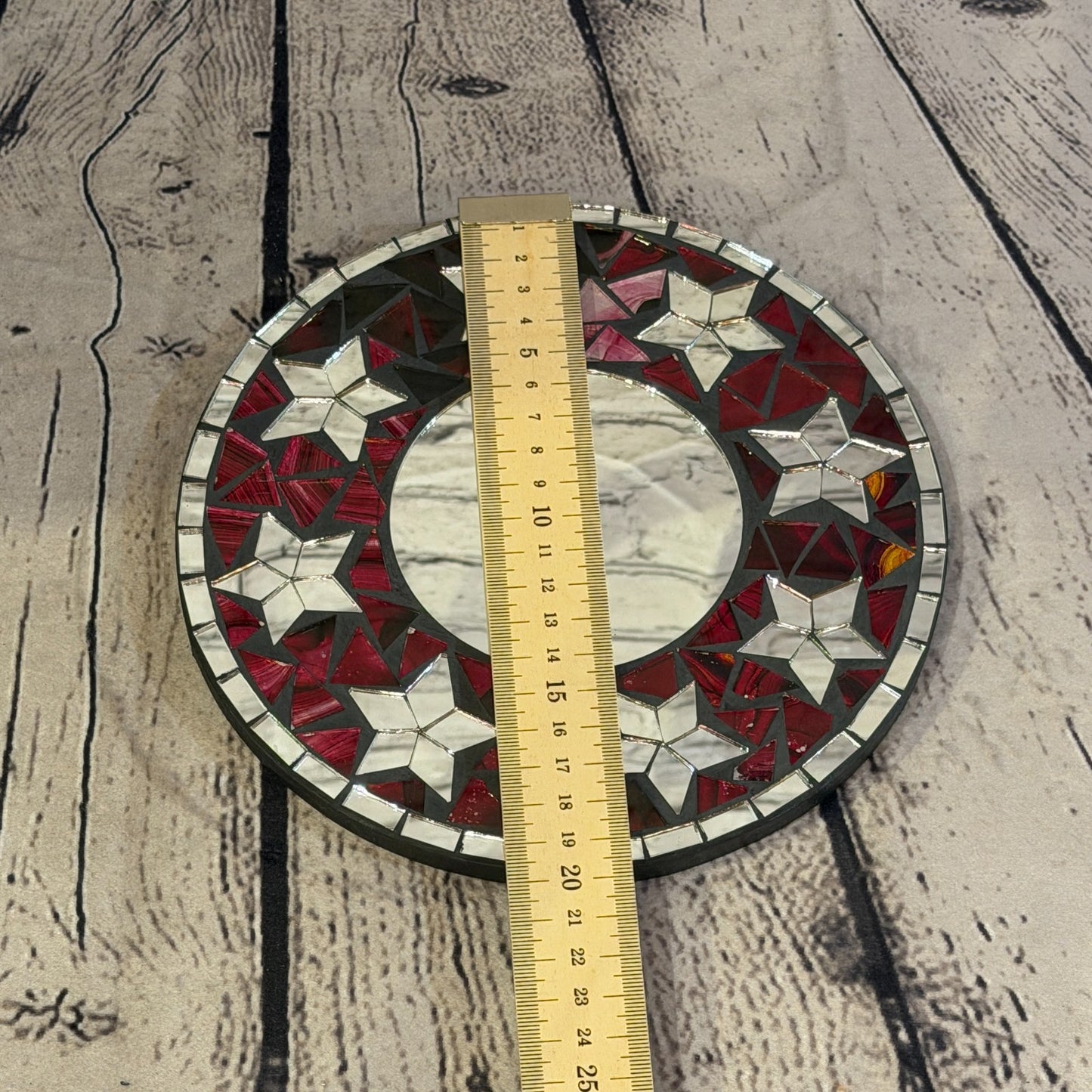 Red Star Black Mosaic Tile Wall Mirror 20cm x 20cm 8 Inches Handmade4