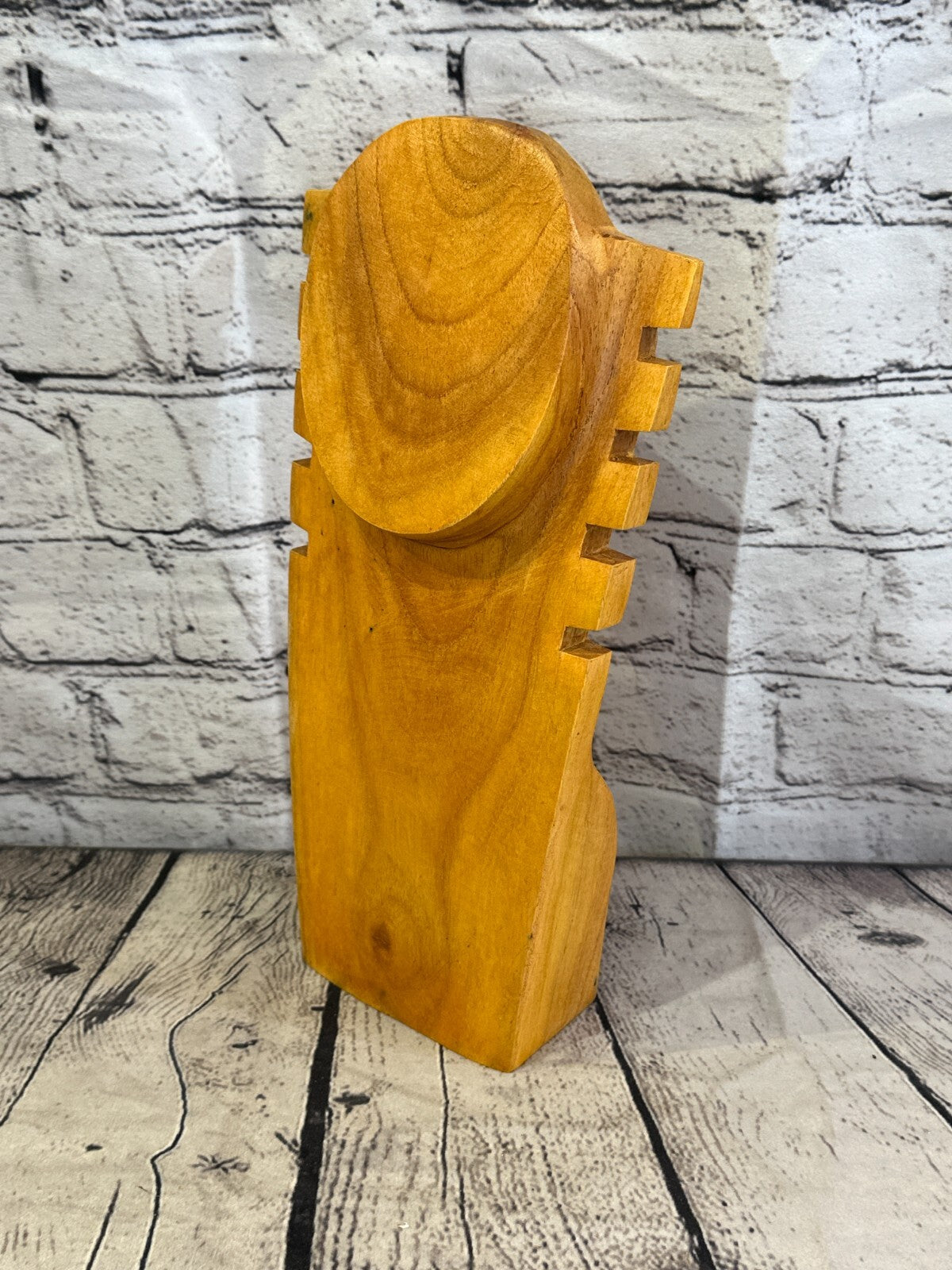 30cm Hand Carved Wooden Necklace On Base Chain Jewellery Display Stand Bust0