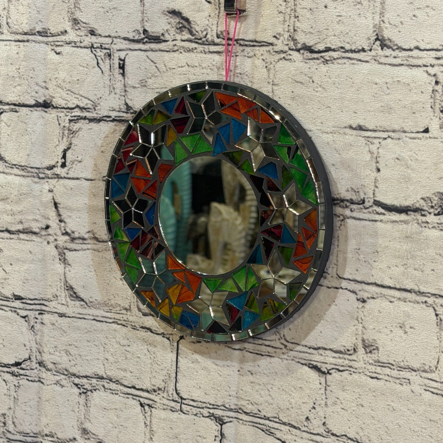 Rainbow Star Black Mosaic Tile Wall Mirror 20cm x 20cm 8 Inches Handmade1