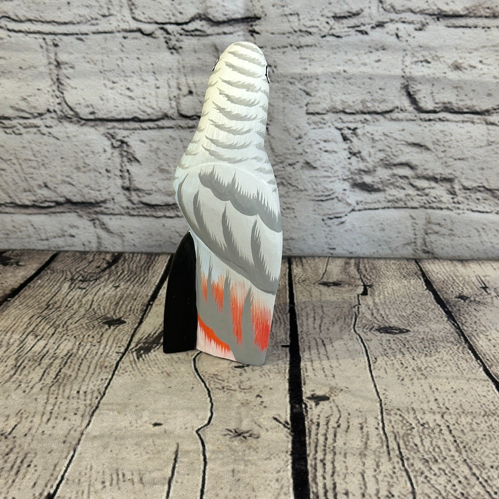 15cm Grey Parrot Bird Ornament Statue Fair Trade Hand Made Carved Wood4