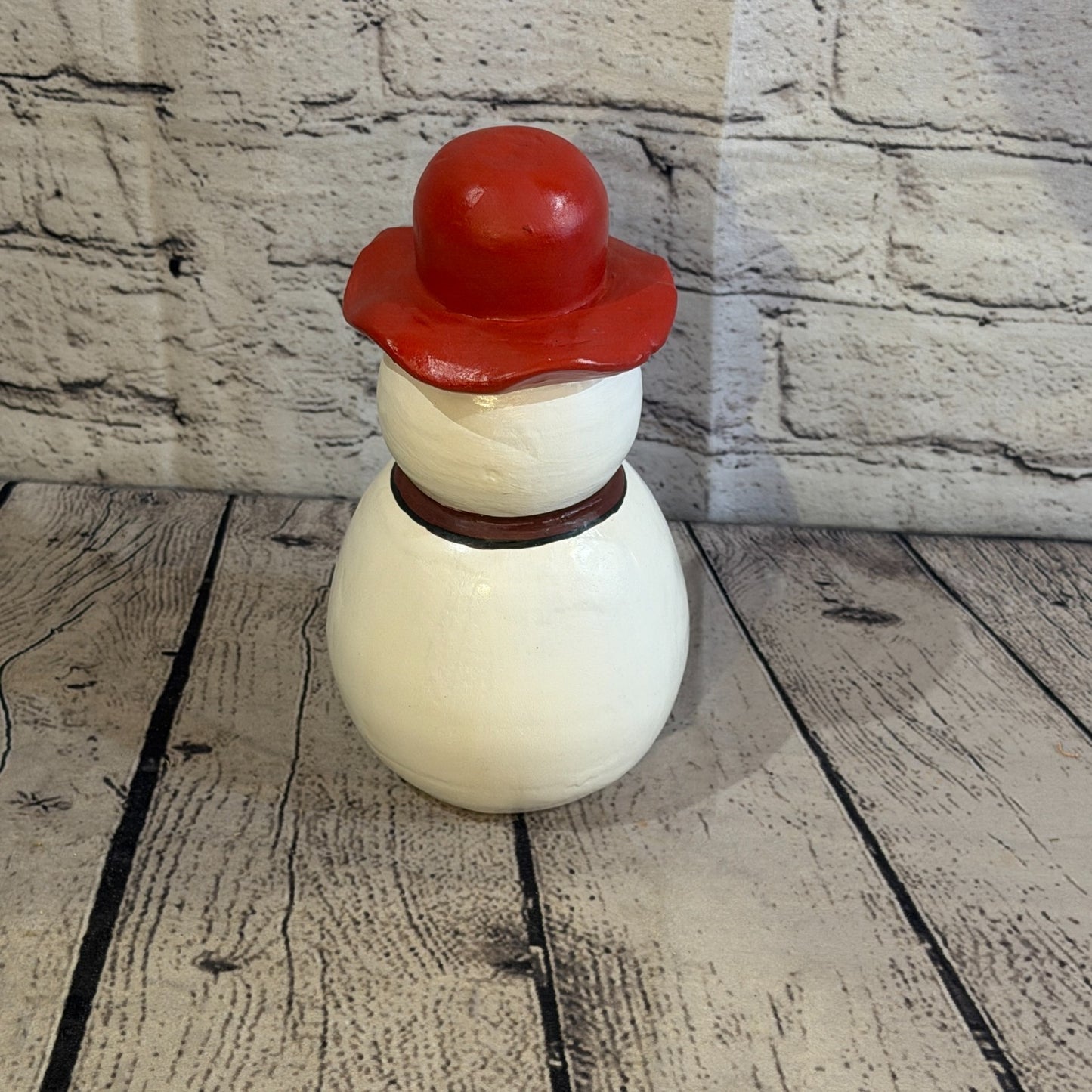 20cm x 12cm Red Top Hat Snowman Handcrafted Wood Xmas Christmas Ornament4