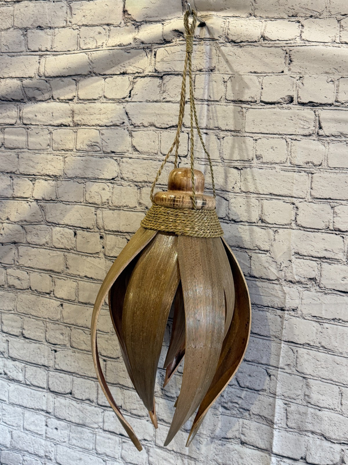 50cm x 25cm Natural Leaf Rattan Ceiling Pendant Light Shade Lampshade LED Bulb1