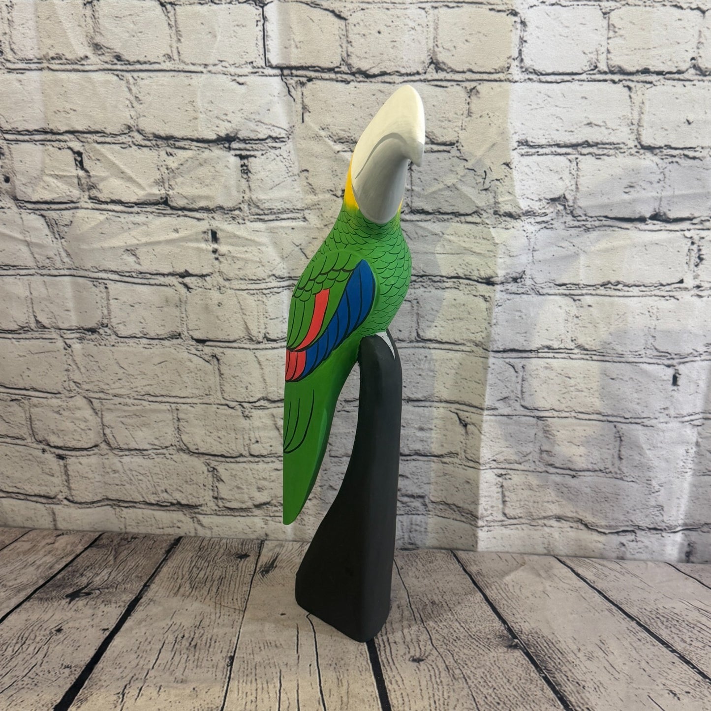 40cm Bright Green Toucan Bird Ornament Statue Fair Trade Hand Made Carved Wood1