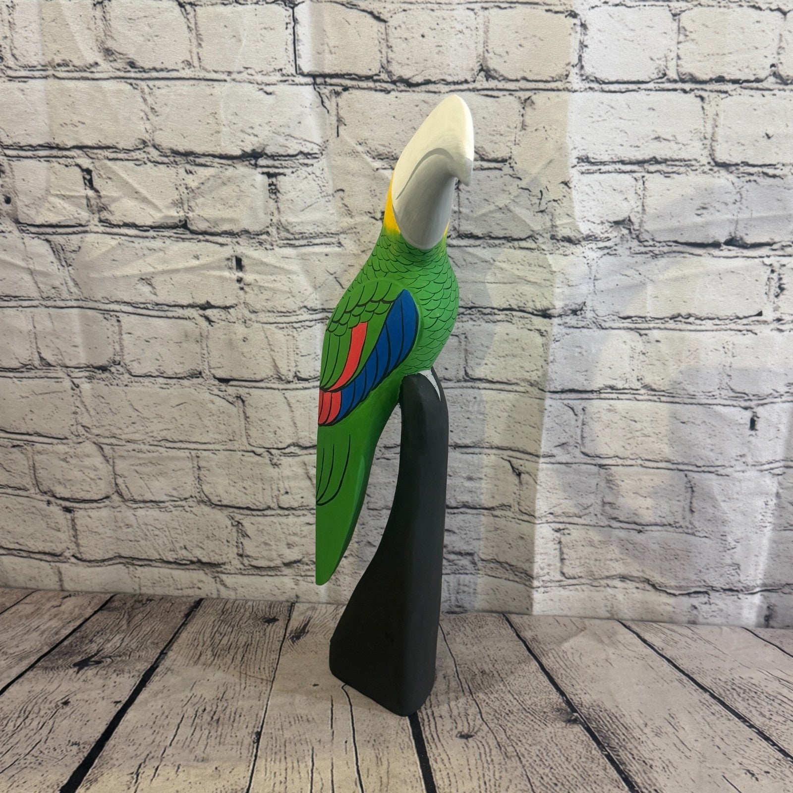 40cm Bright Green Toucan Bird Ornament Statue Fair Trade Hand Made Carved Wood1