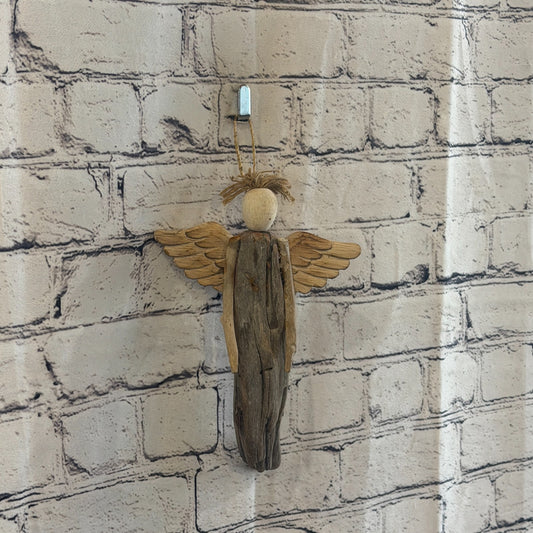 25cm Driftwood Angel Sculpture Wall Art Wood Rustic Folk Art Cottage Lodge Decor0