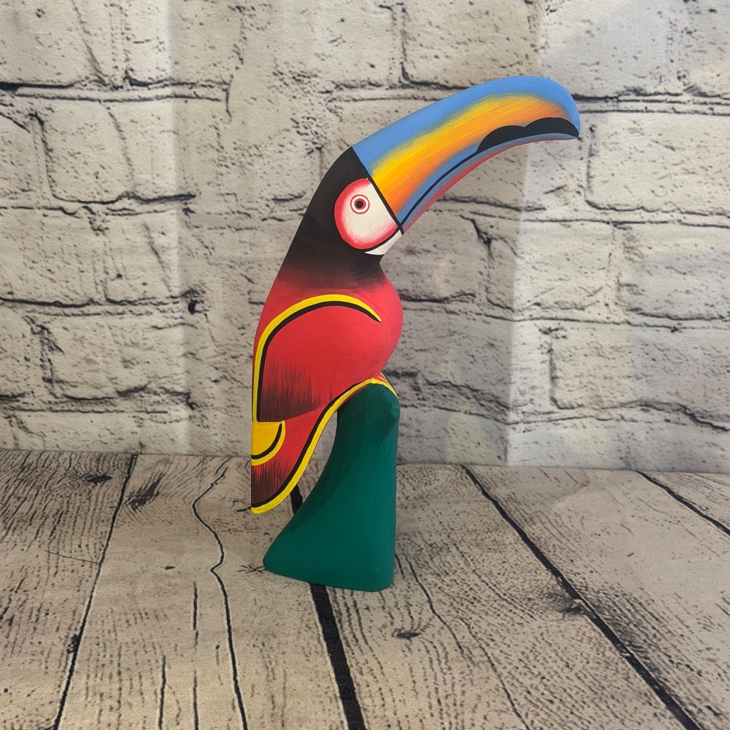 20cm Dark Red Toucan Bird Ornament Statue Fair Trade Hand Made Carved Wood3