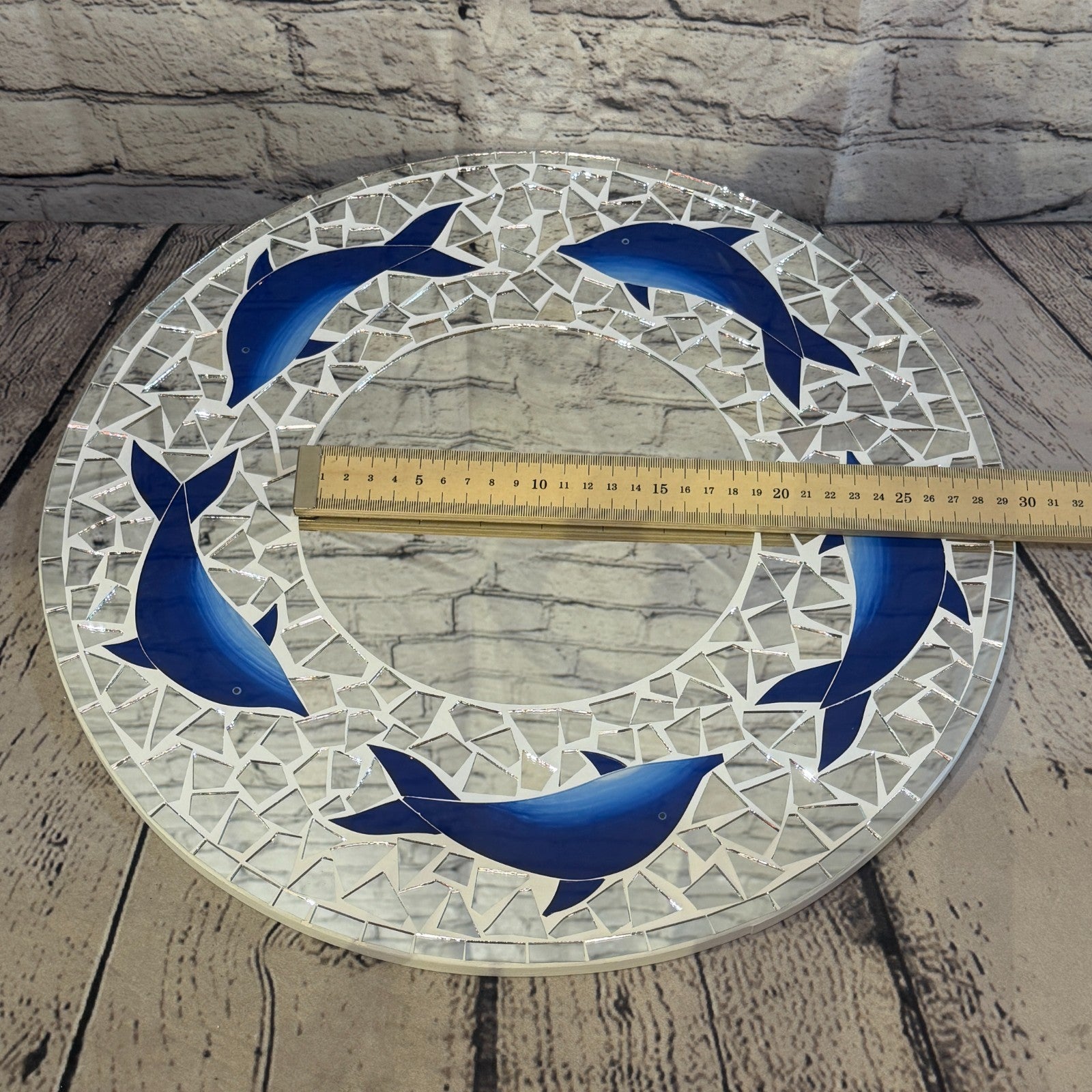 Blue Dolphin Mosaic Tile Wall Mirror 40cm x 40cm 16 Inches Handmade5