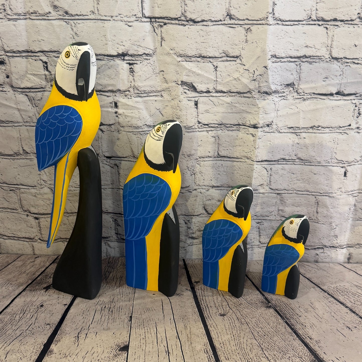 15cm Bright Blue Parrot Bird Ornament Statue Fair Trade Hand Made Carved Wood8