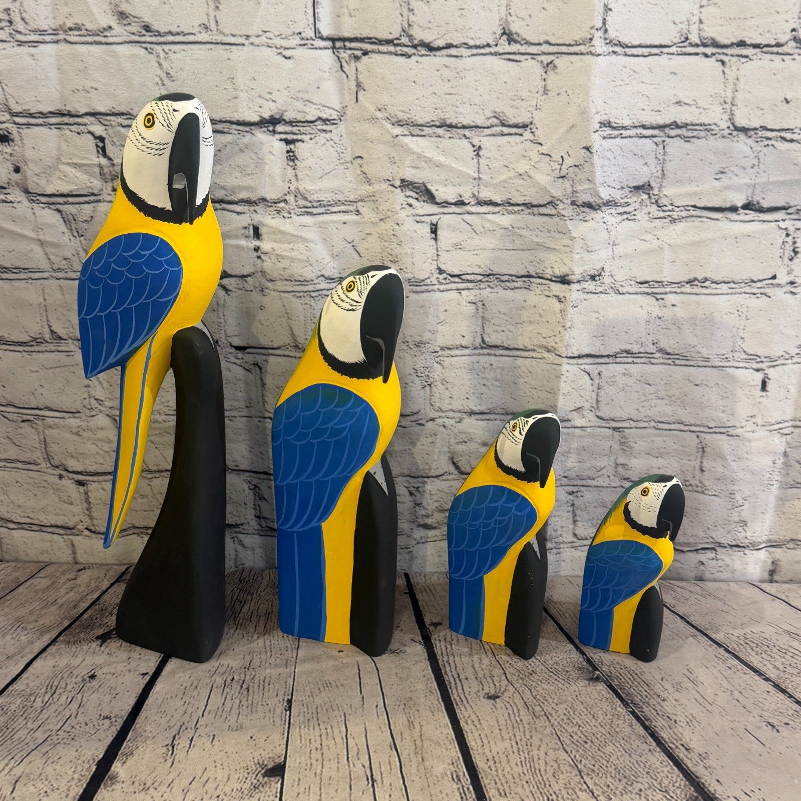 15cm Bright Blue Parrot Bird Ornament Statue Fair Trade Hand Made Carved Wood8