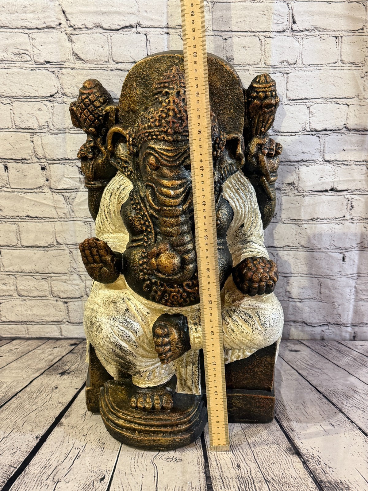 Bronze White 60cm x 35cm Thai Ganesha God On Base Hollow Statue Resin Hindu5