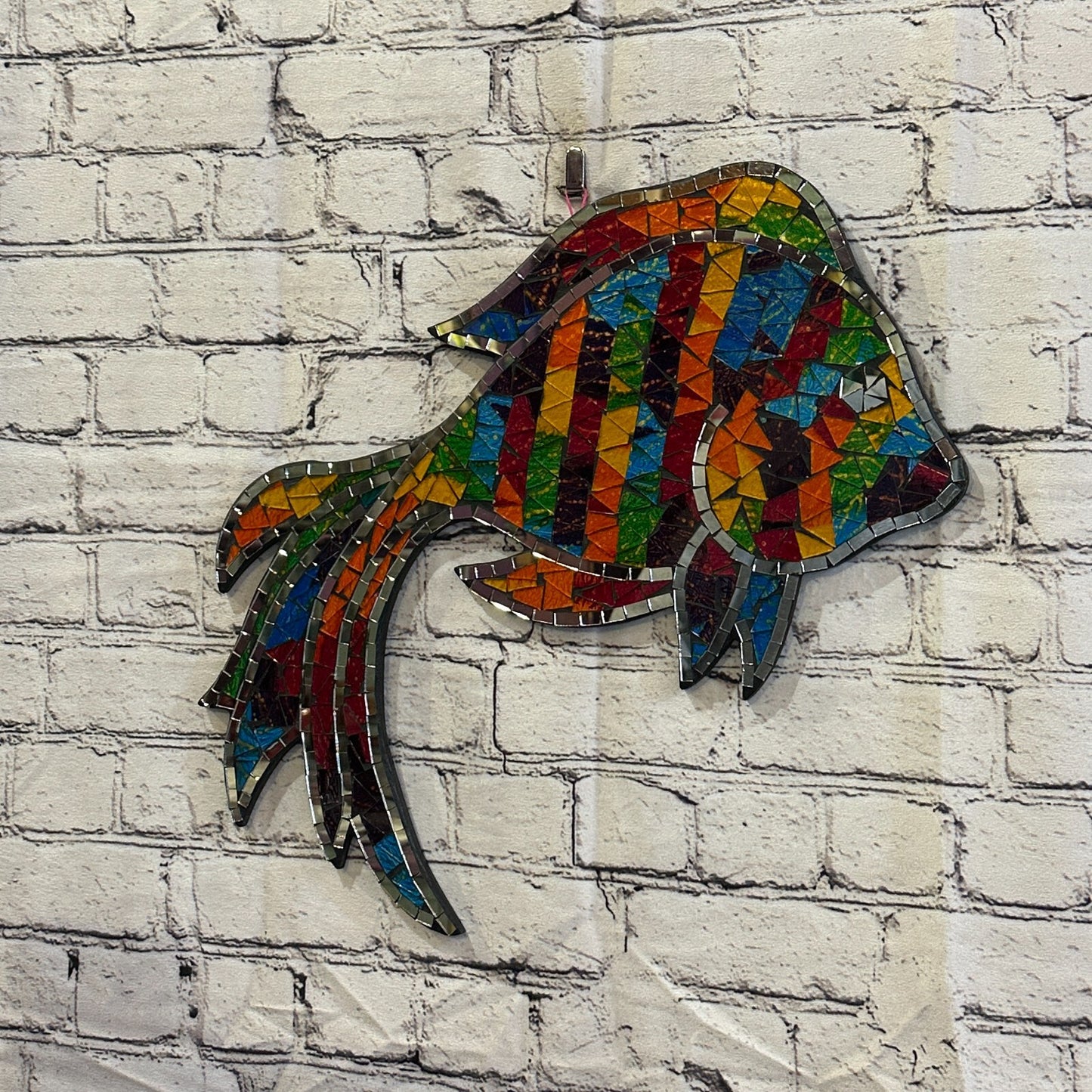 Rainbow Angel Tropical Fish Mosaic Tile Wall Mirror 40cm x 40cm Handmade New2