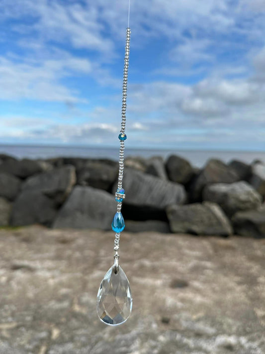 DIY Blue Teardrop Light Catcher Kit Window Garden Wall Hanging Wind Chime0