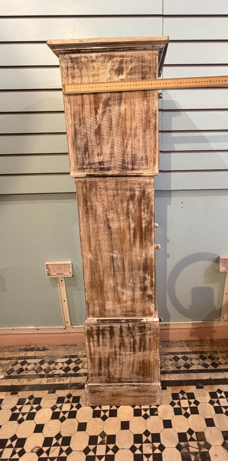 150cm x 40cm x 35cm Brown Clock Shelf Wooden Cabinet Living Storage Furniture8