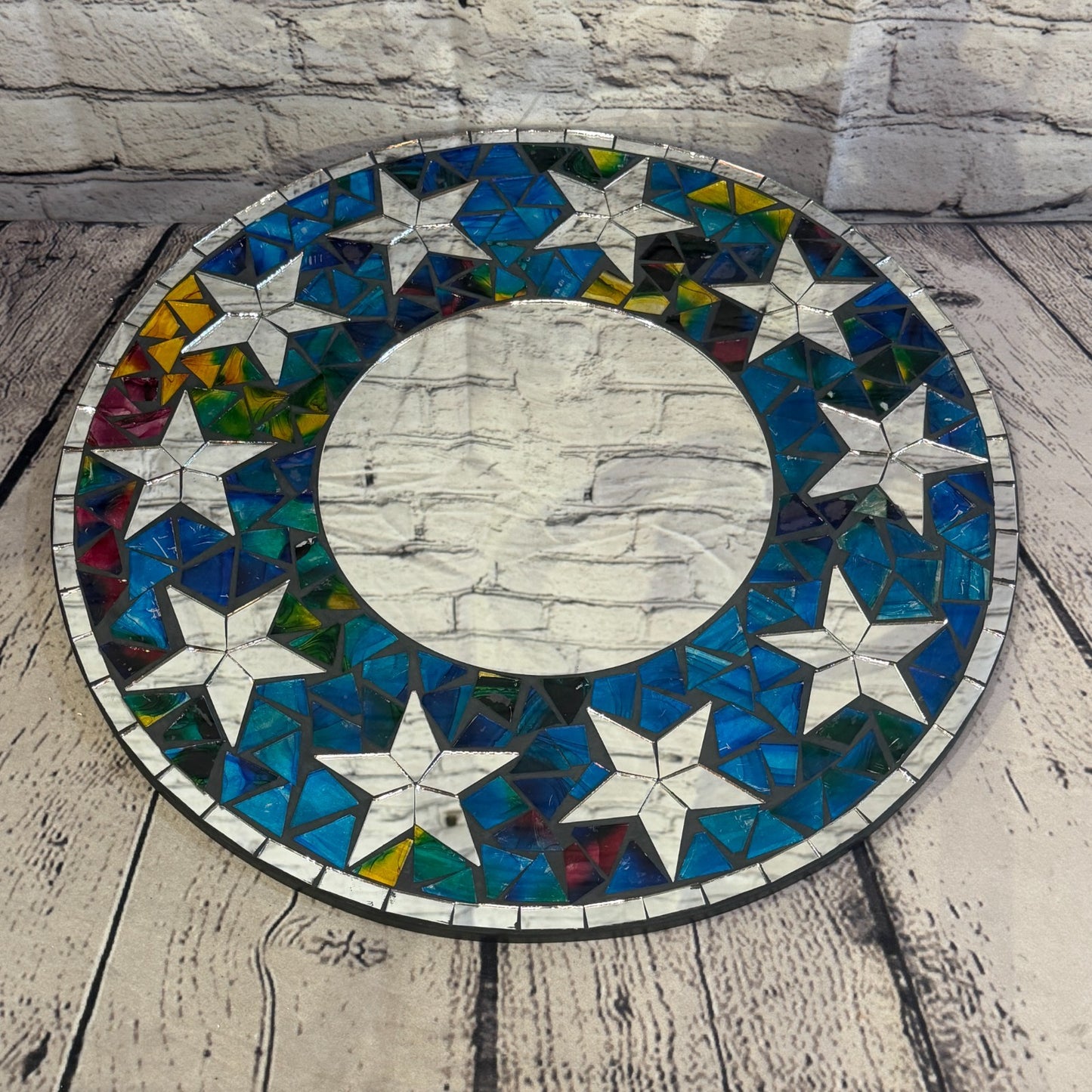 Blue Star Black Mosaic Tile Wall Mirror 40cm x 40cm 16 Inches Handmade2