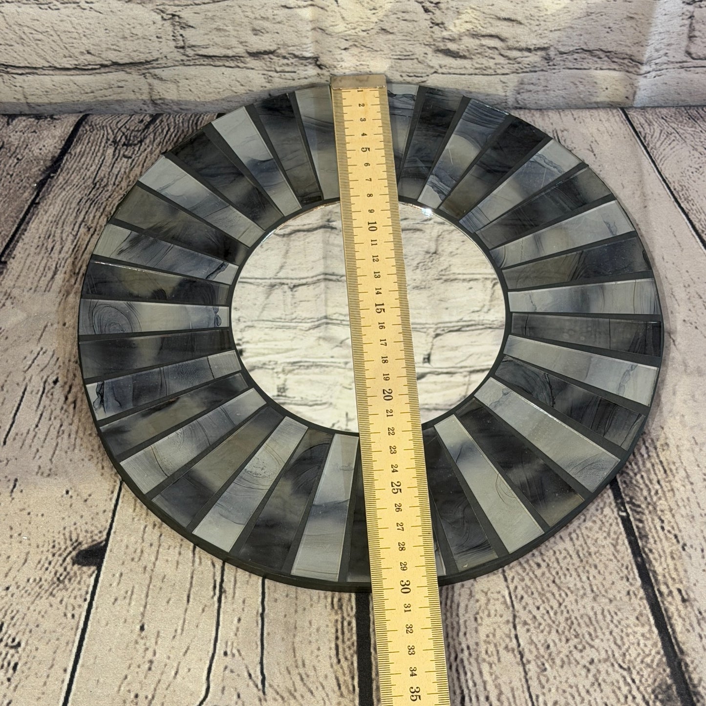 Grey Black Line Black Mosaic Tile Wall Mirror 30cm x 30cm 12 Inches Handmade4
