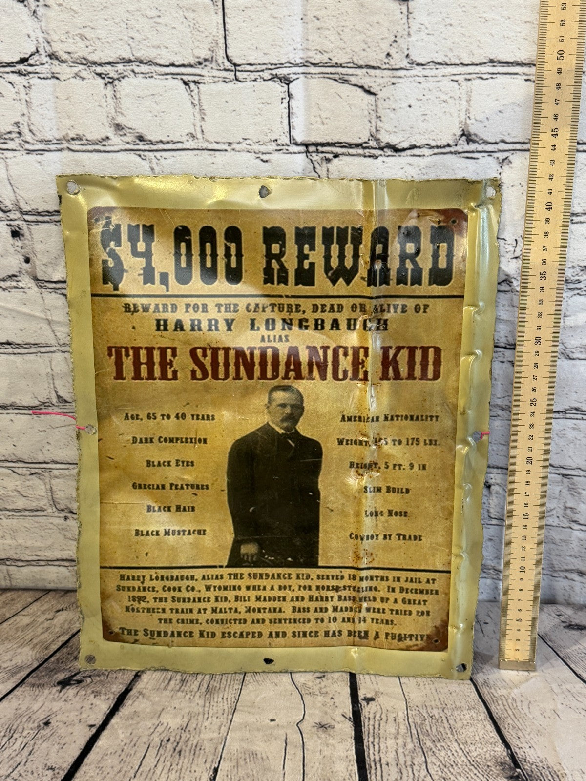 Sundance Kid Wanted Poster Advert Wall Plaque 42cm x 36cm Vintage Retro Tin Sign4