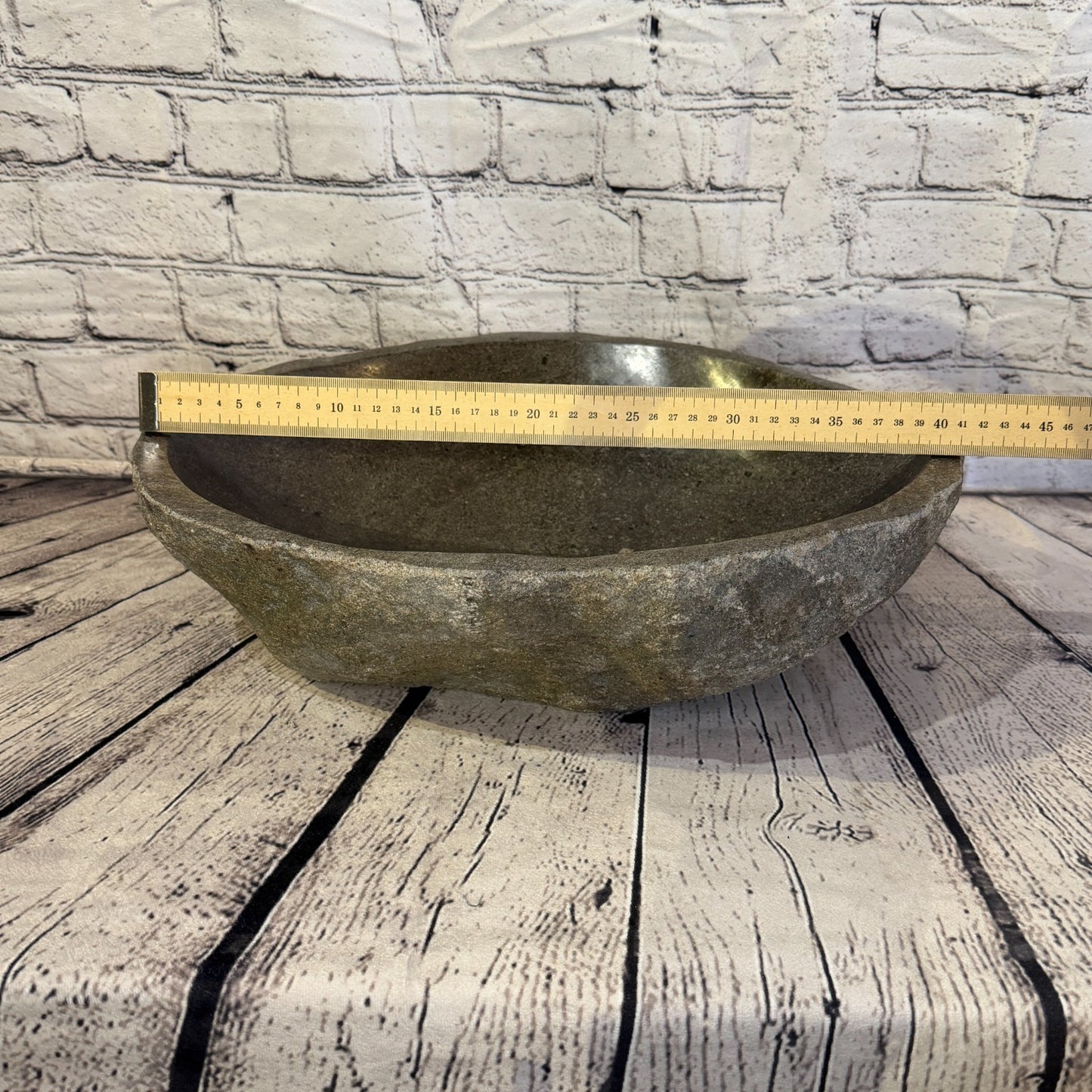 41cm x 34cm Wash Basin Bathroom Counter Top Washing River Stone Bowl Sink No 204