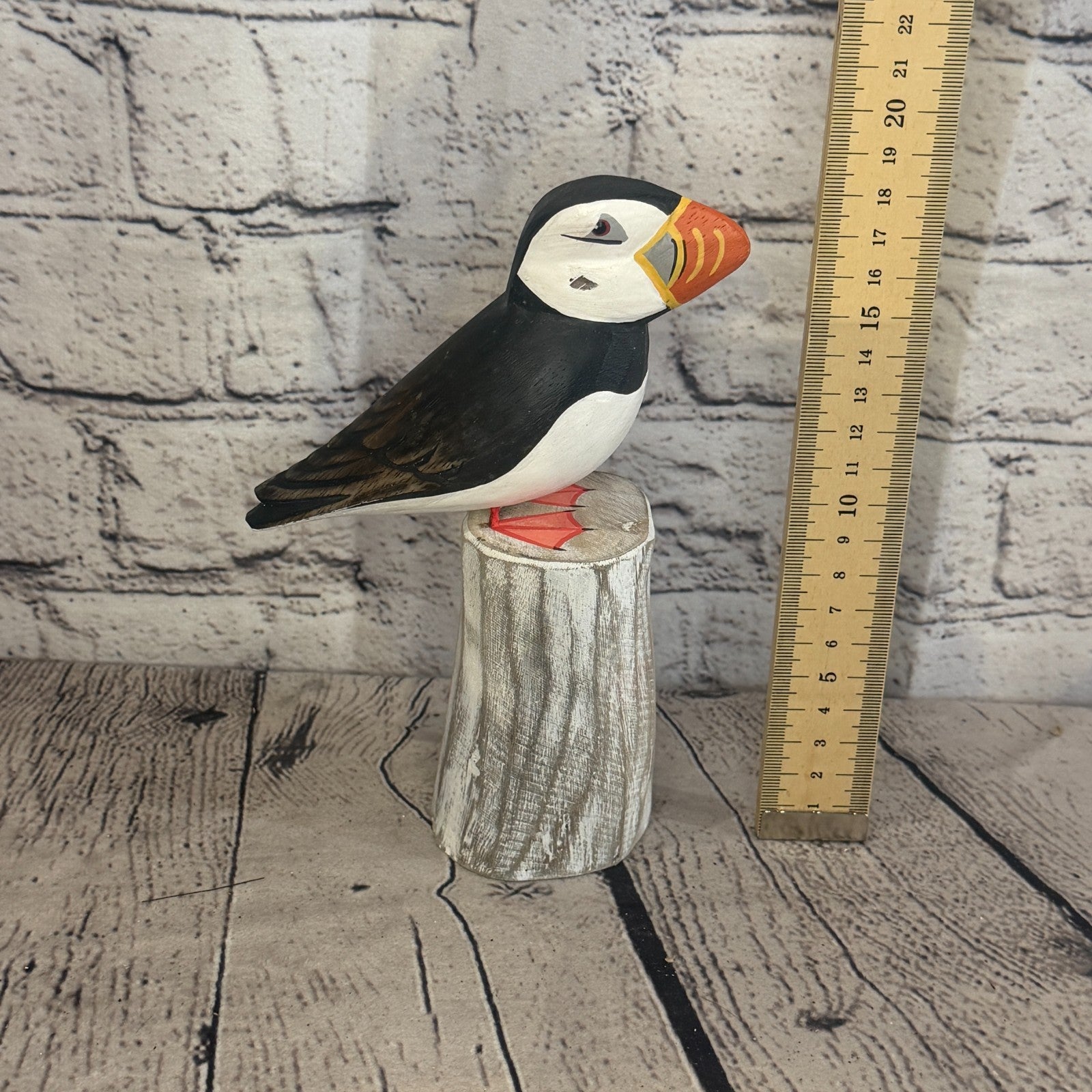 20cm Puffin Wooden Bird Ornament Seaside Coastal Nautical Handcrafted Decor6