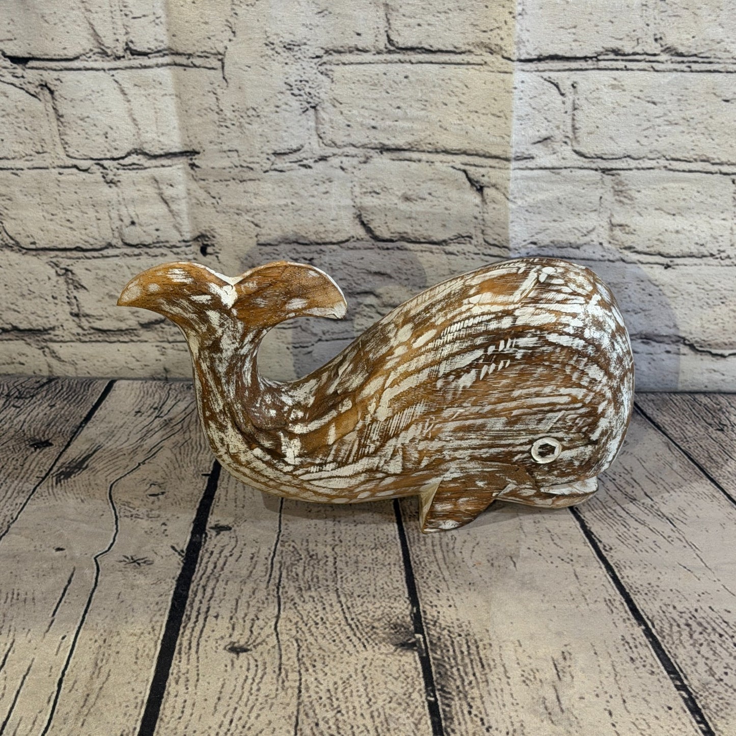 25cm x 12cm Whale Brown Fish Wood Coastal Ocean Bathroom Decoration3