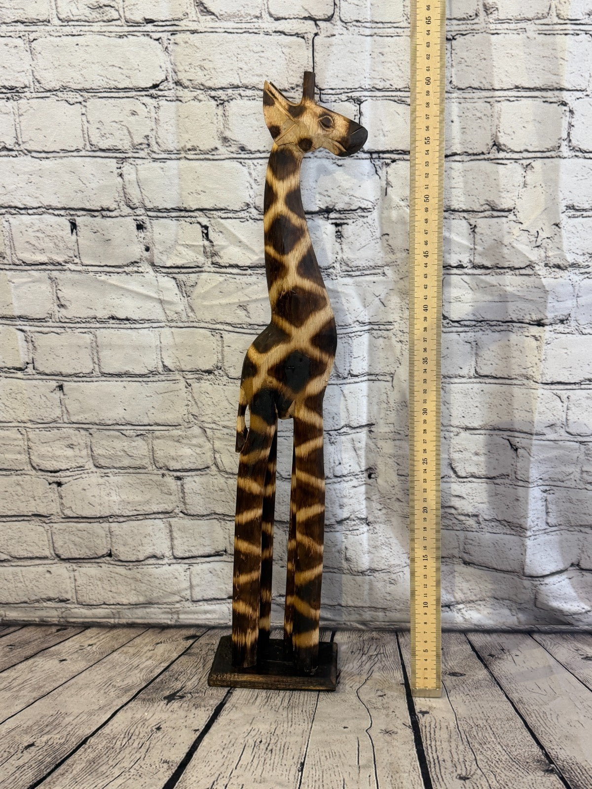 60cm Burnt Wooden Giraffe Standing Single Carved Solid Wood Giraffe Handmade5