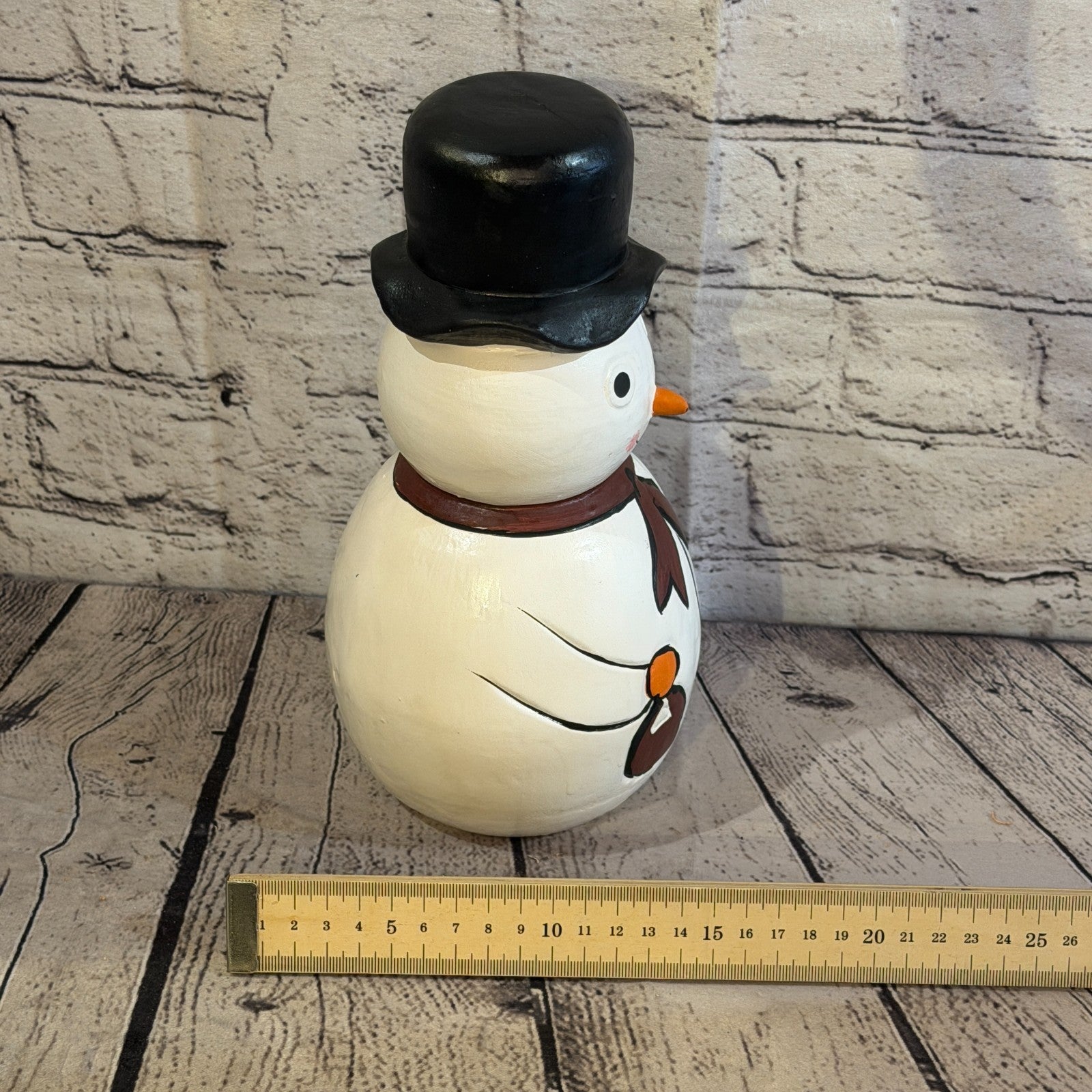 25cm x 12cm Black Top Hat Snowman Handcrafted Wood Xmas Christmas Ornament7