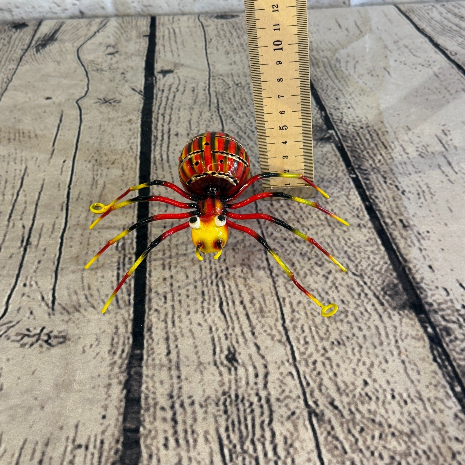 15cm x 10cm Small Colourful Orange Spider Metal Tin Standing Ornament Statue5