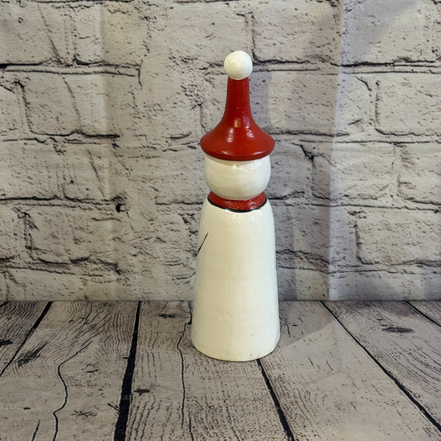 25cm x 8cm Red Pointy Hat Snowman Handcrafted Wood Xmas Christmas Ornament4