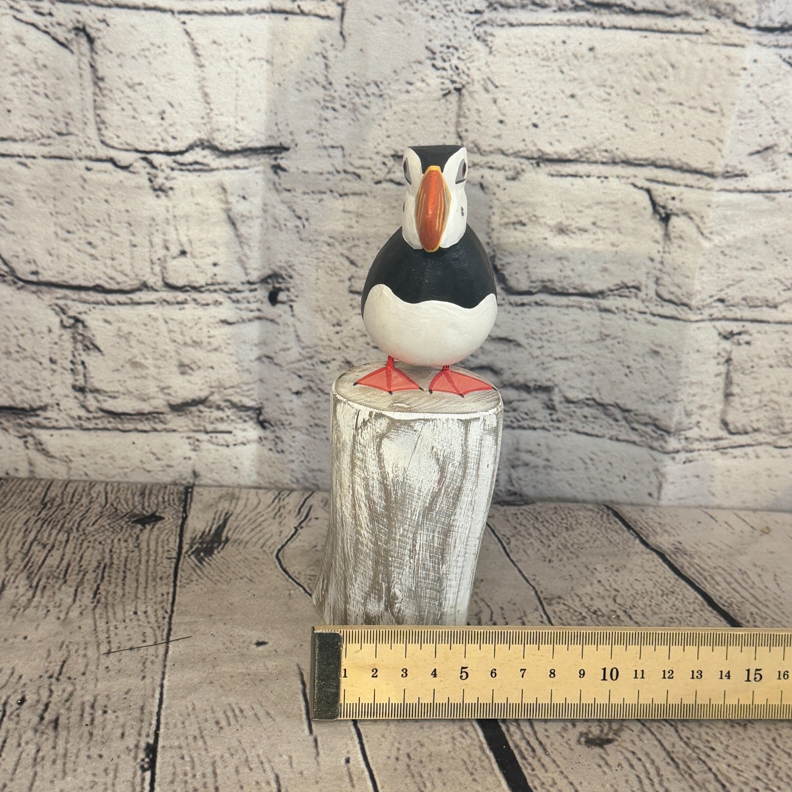 20cm Puffin Wooden Bird Ornament Seaside Coastal Nautical Handcrafted Decor8