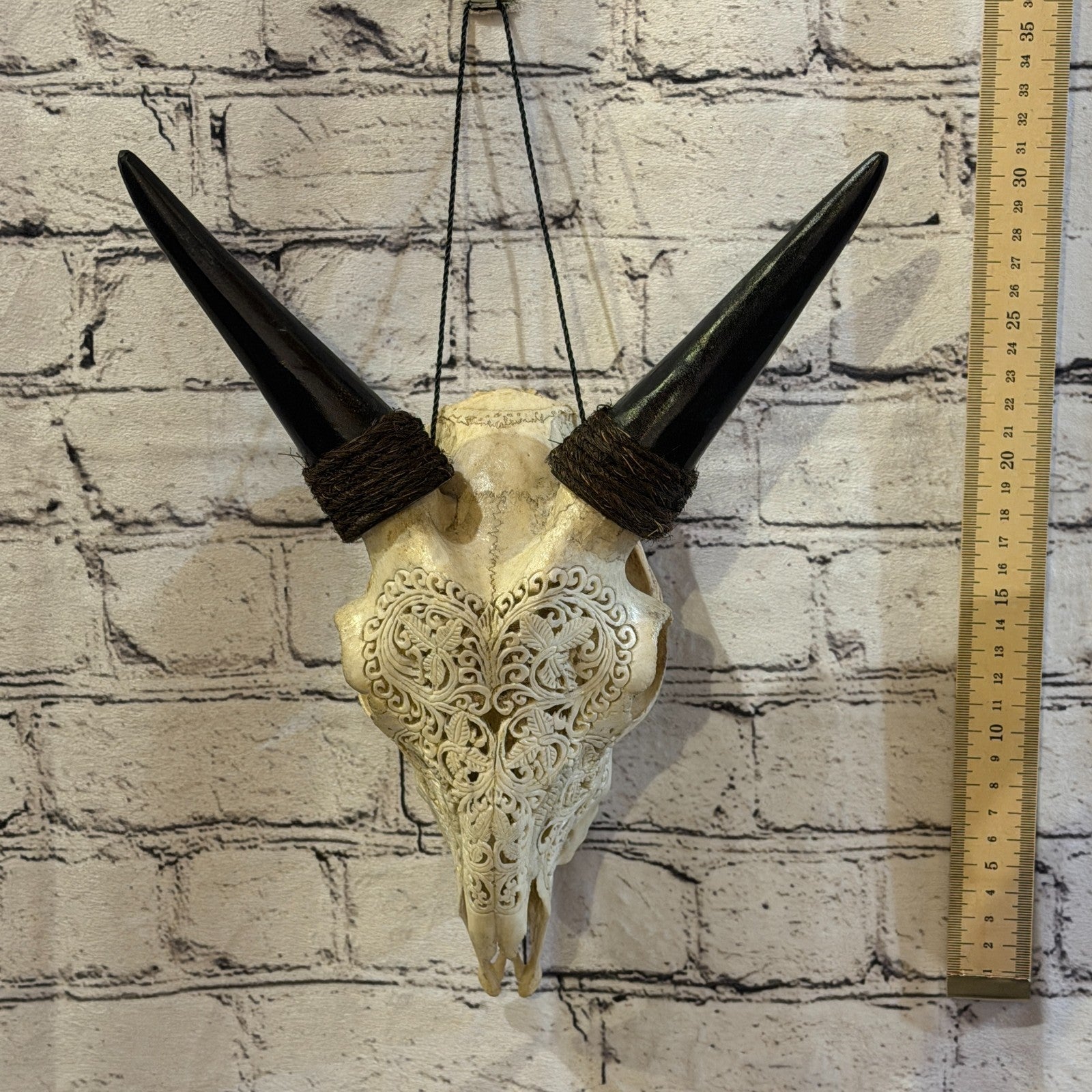30cm Carved Buffalo Ram Wild Replica Skulls Wall Hanging Carved Stand Design 25