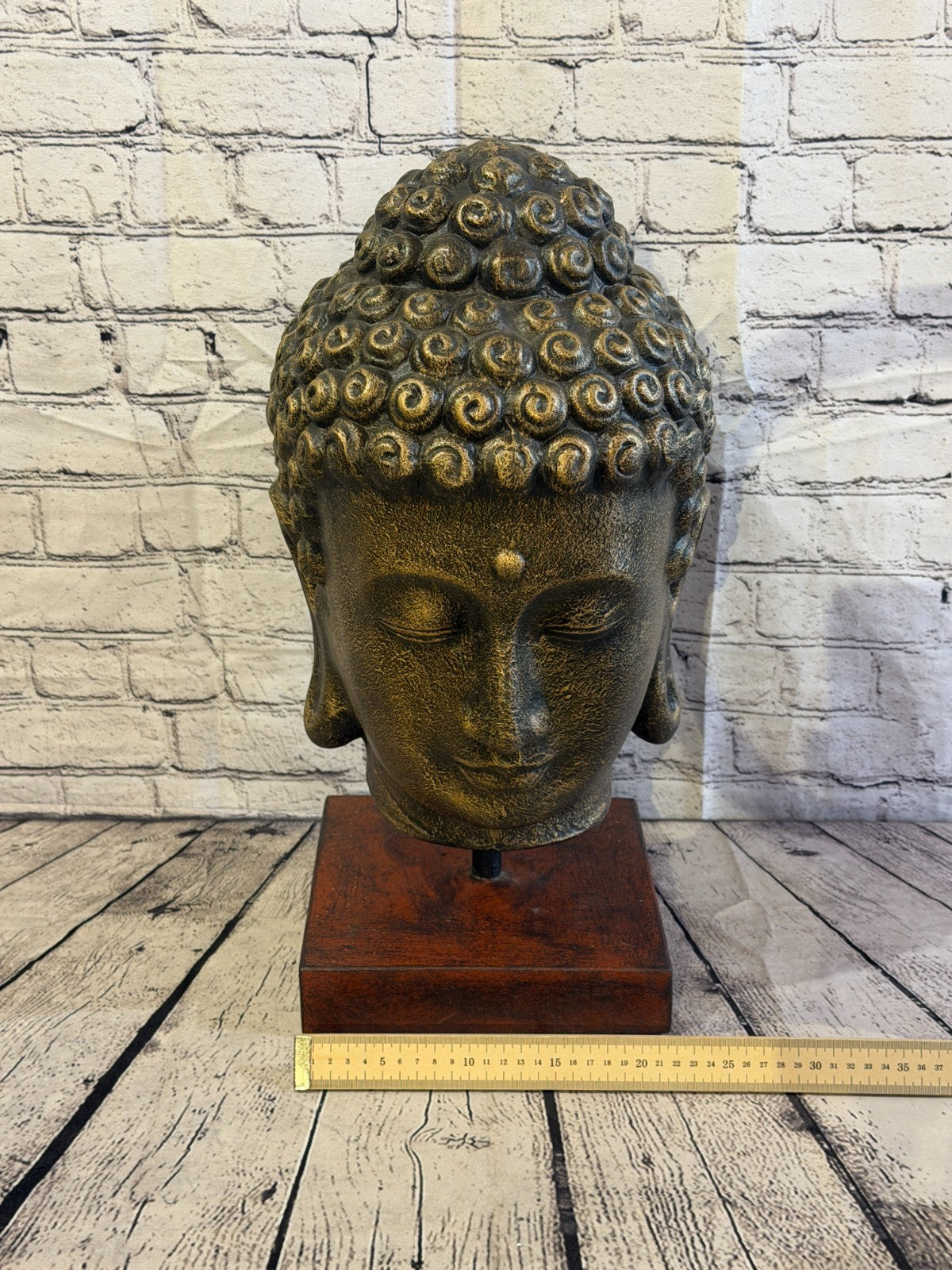 Bronze 55cm x 25cm Thai Buddha Head Peaceful On Base Statue Resin Hindu6
