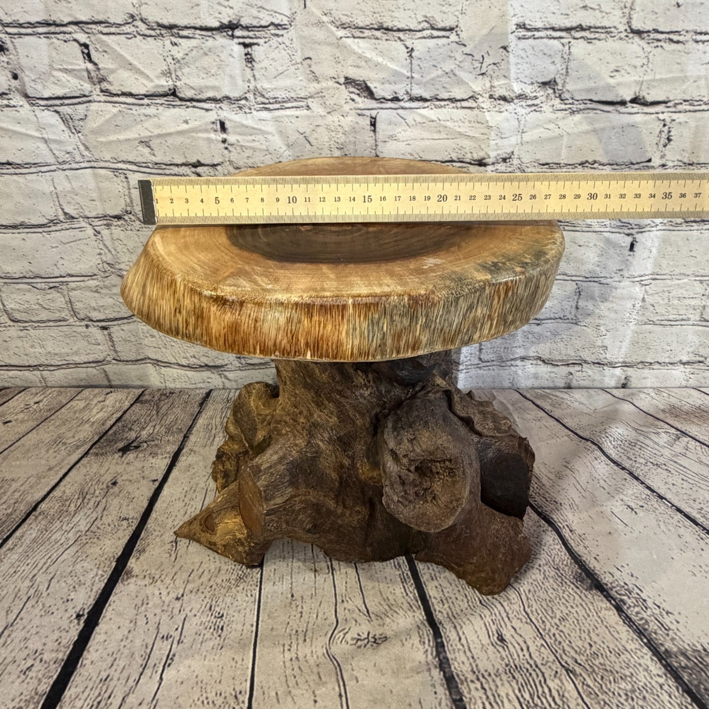 30cm x 25cm Wooden Coffee Root Sculpture Garden Teak Root Ornament Carved No 85