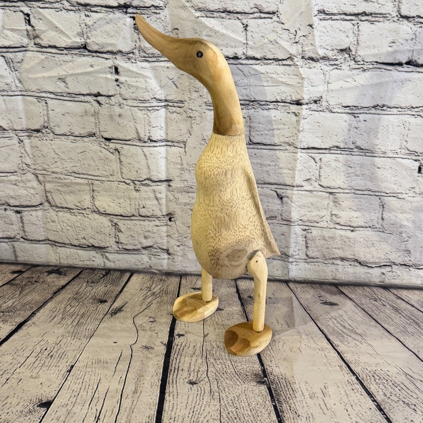 Looking Right 40cm Tall Wooden Smooth Duckling Baby Duck Bamboo Root Fairtrade0