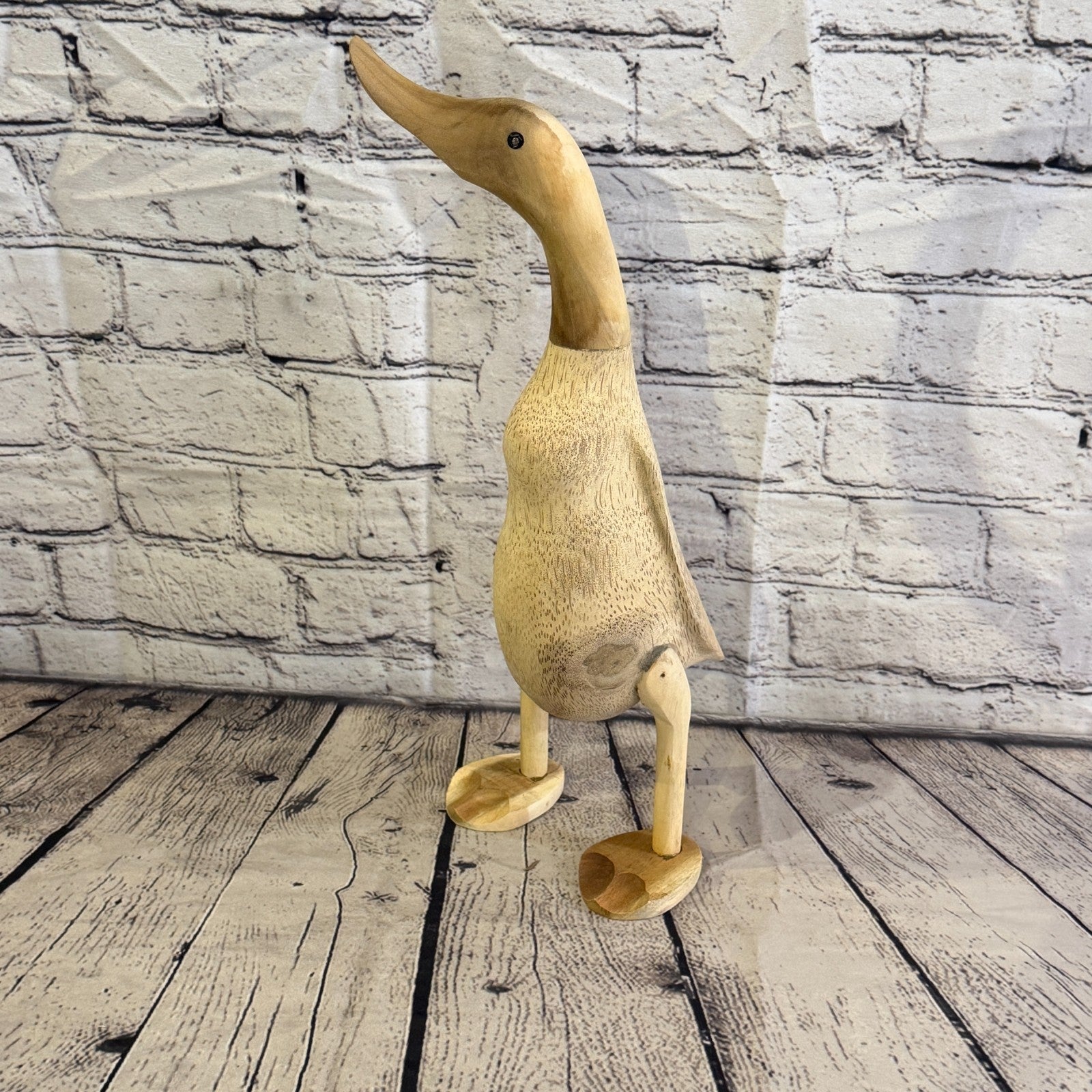 Looking Right 40cm Tall Wooden Smooth Duckling Baby Duck Bamboo Root Fairtrade0