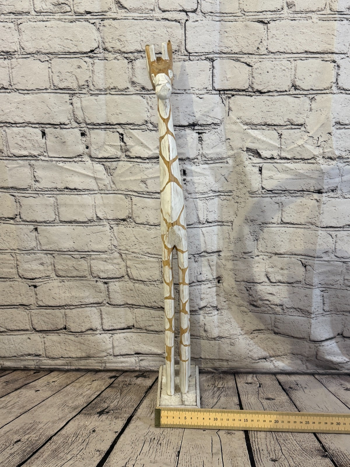 60cm White Dot Wooden Giraffe Standing Single Carved Solid Wood Giraffe Handmade7