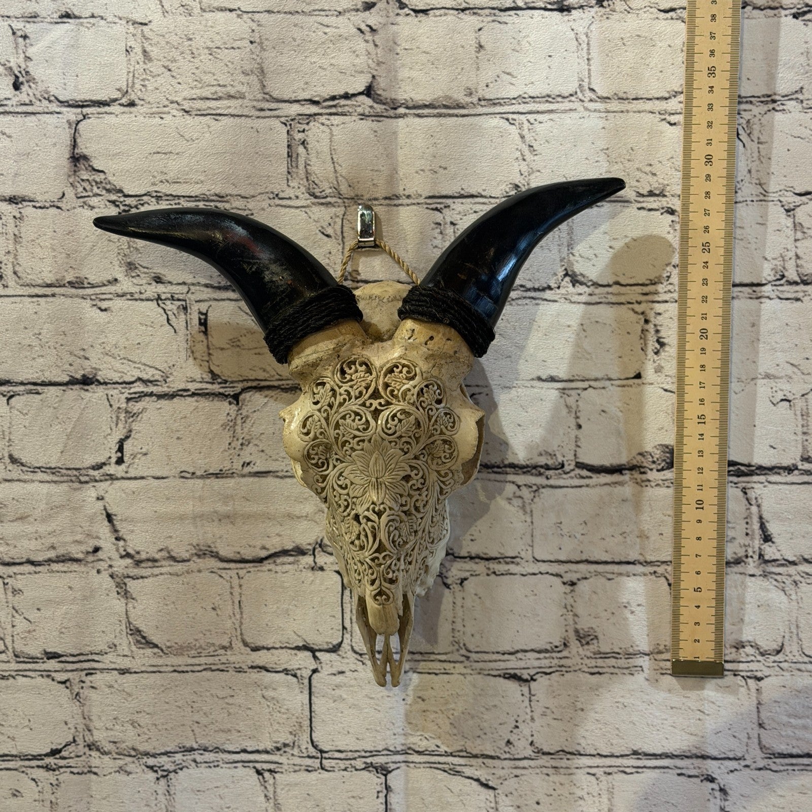 30cm Carved Buffalo Ram Wild Replica Skulls Wall Hanging Carved Stand Design 65