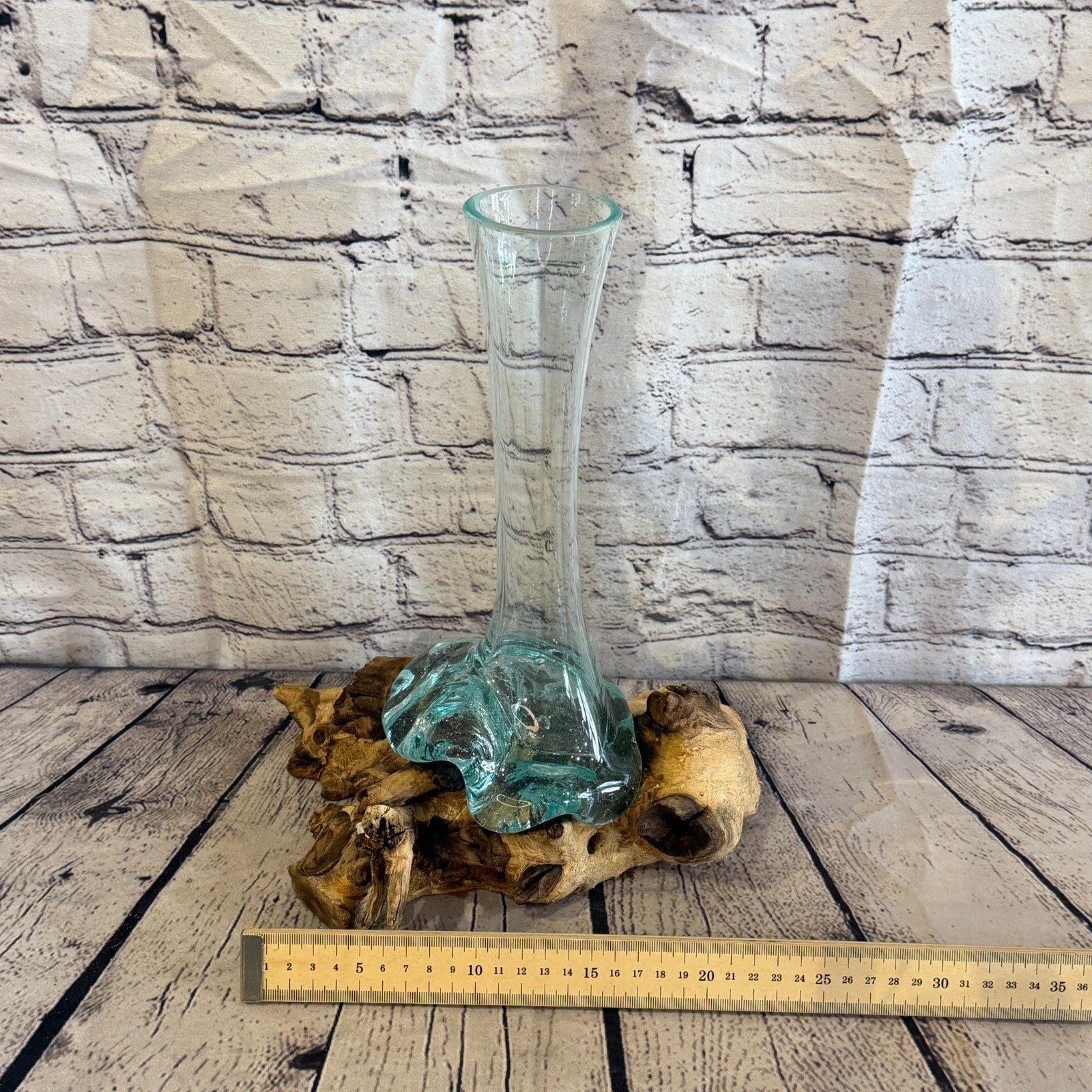 35cm Tall Vase Colour Melted Glass Wood Decorative Vase Glass Sculpture Crafted6