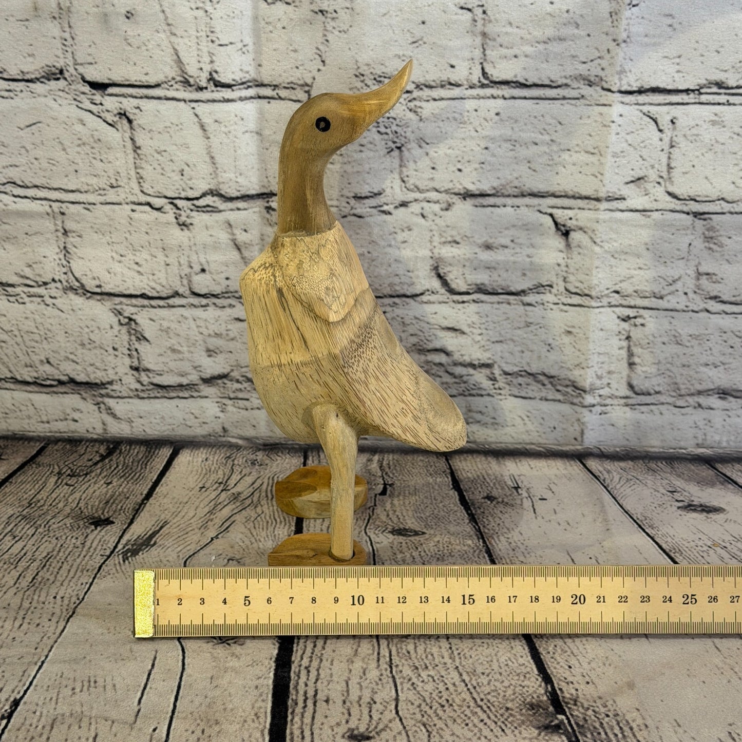 Looking Back 25cm Tall Wooden Smooth Duckling Baby Duck Bamboo Root Fairtrade7