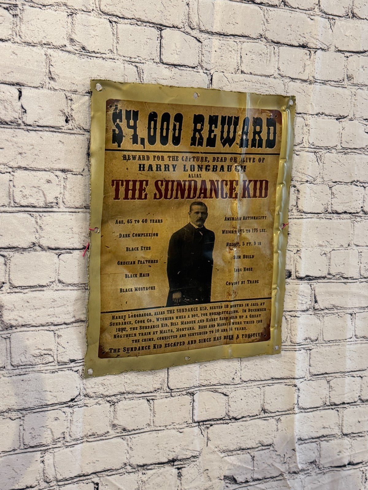 Sundance Kid Wanted Poster Advert Wall Plaque 42cm x 36cm Vintage Retro Tin Sign0