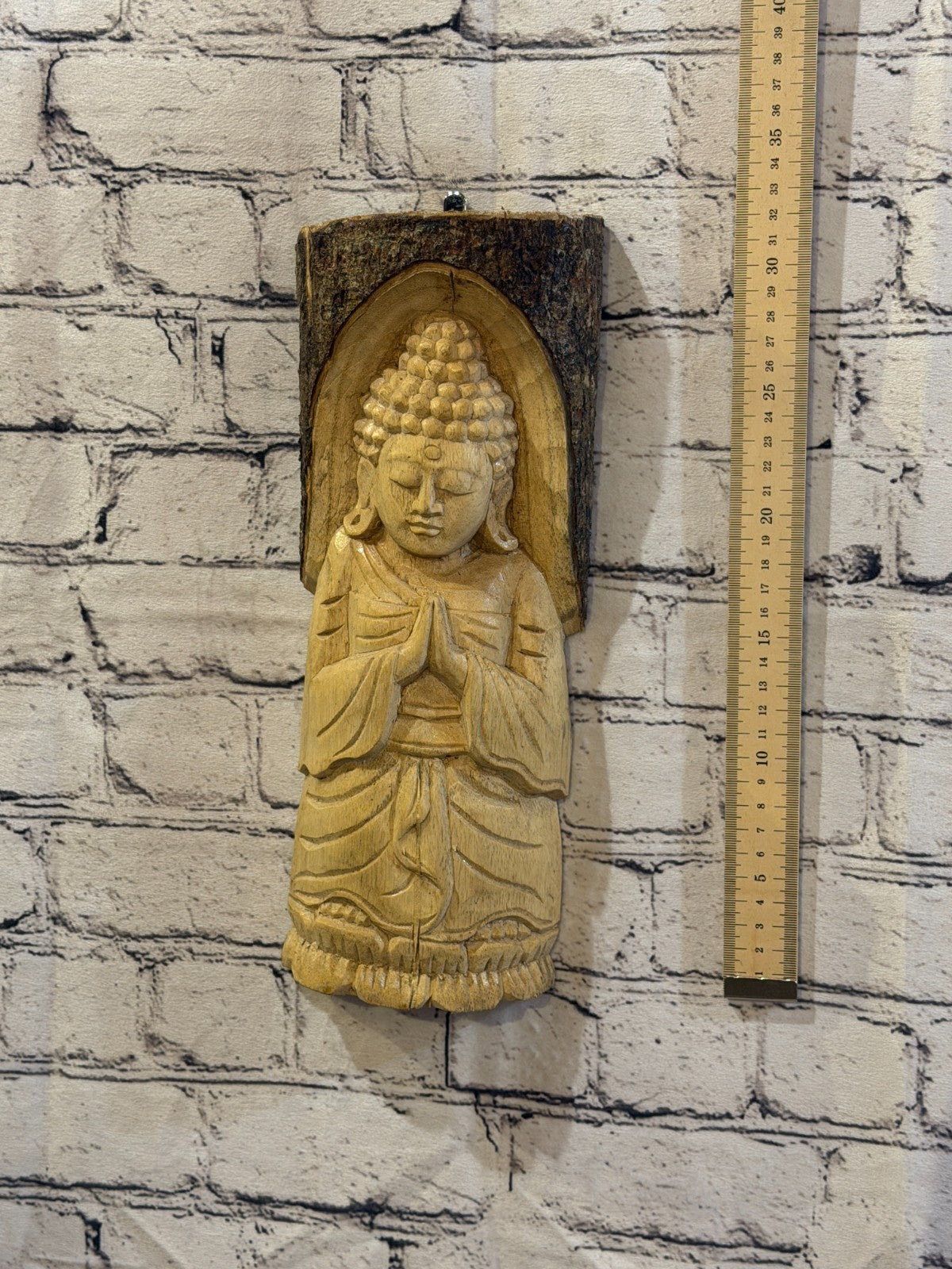 Thai Buddha 30cm Hand Carved Wizard Tree Trunk Wood Fairtrade4