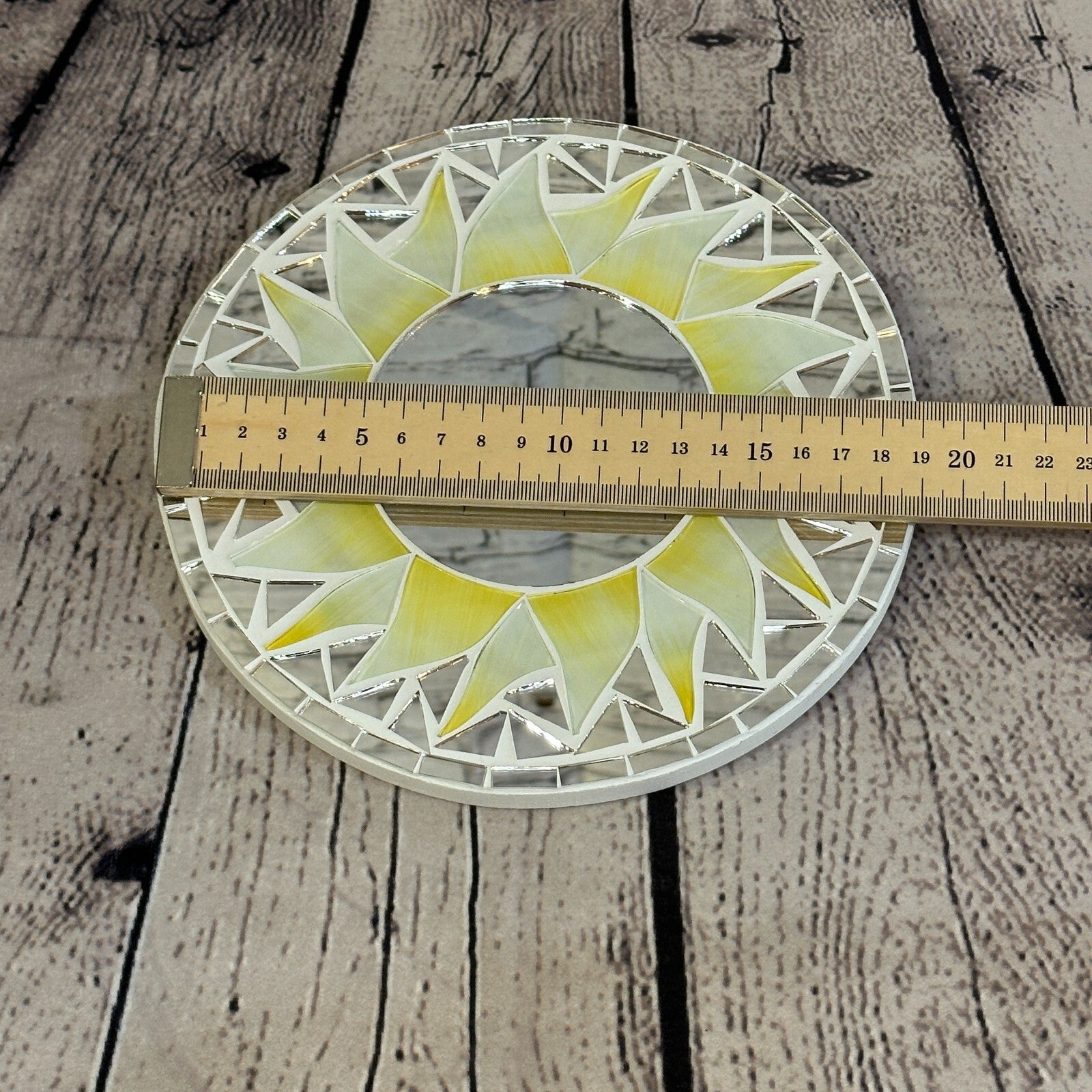 White Sun Flame Mosaic Tile Wall Mirror 20cm x 20cm 8 Inches Handmade3