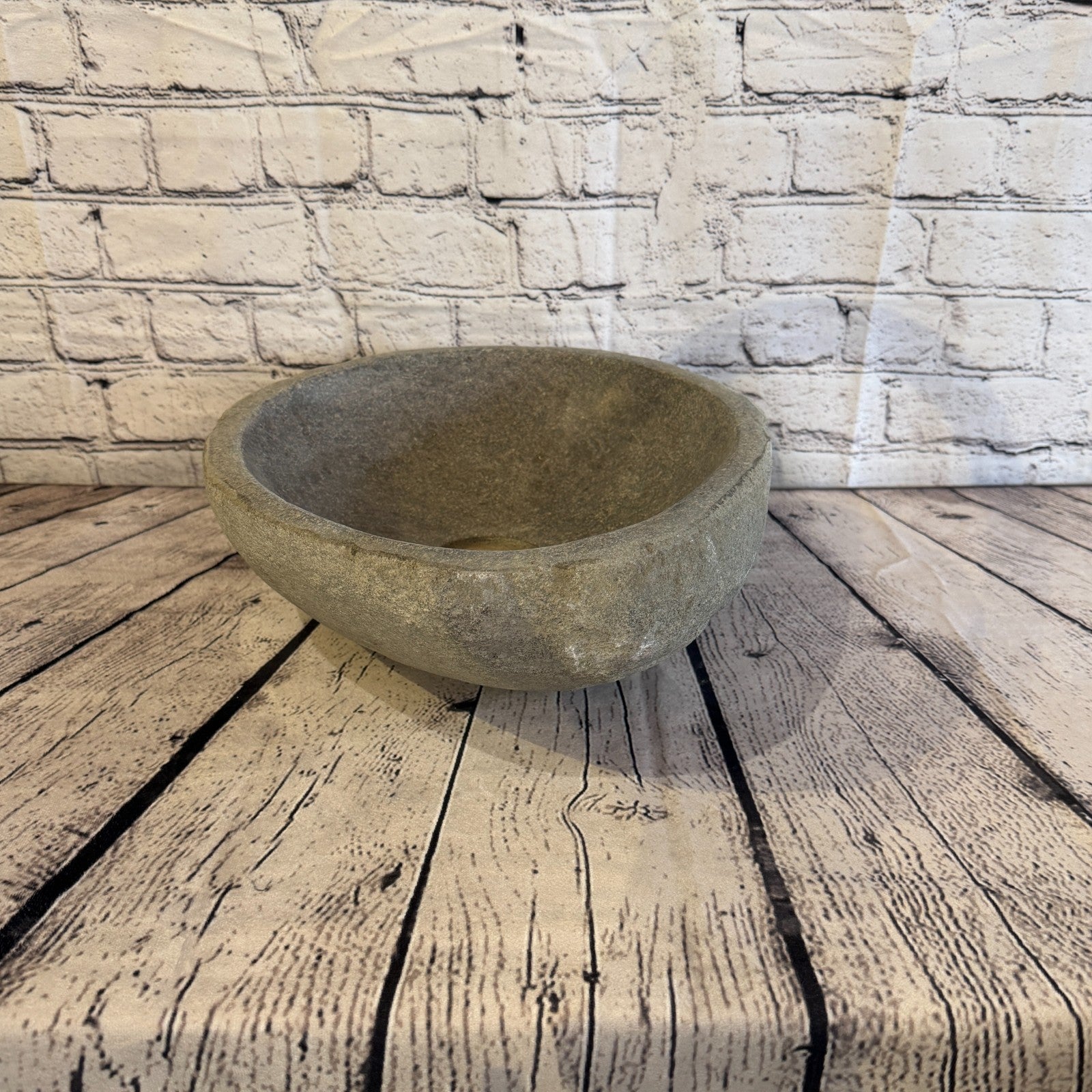33cm x 29cm Wash Basin Bathroom Counter Top Washing River Stone Bowl Sink No 21