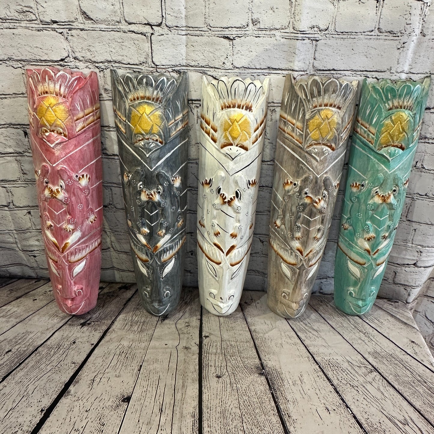 50cm Dark Grey Gecko Hand Carved Fair Trade Wooden Animal Wall Art Hang Mask7