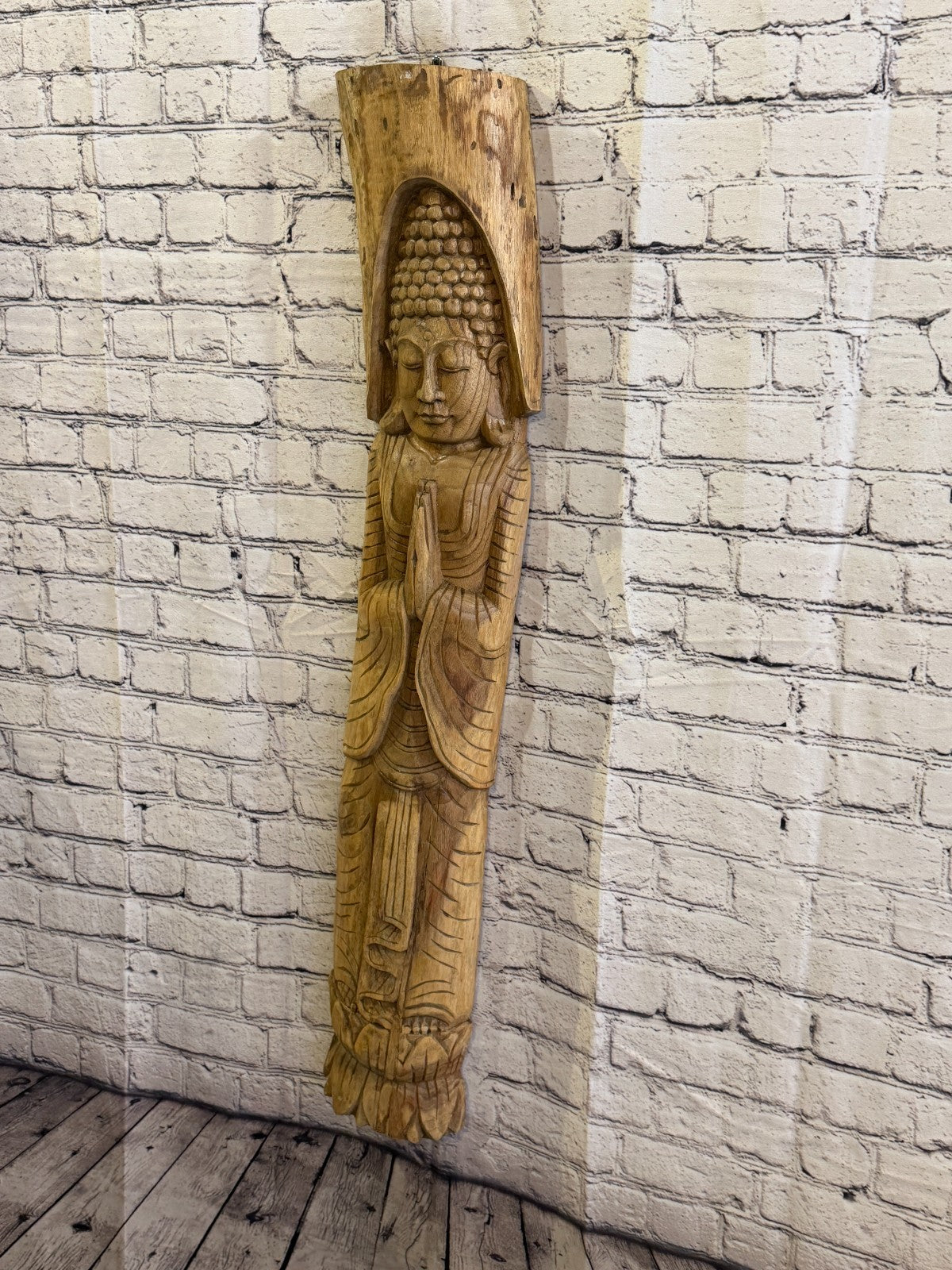 Thai Buddha 100cm Hand Carved Wizard Tree Trunk Wood Fairtrade1