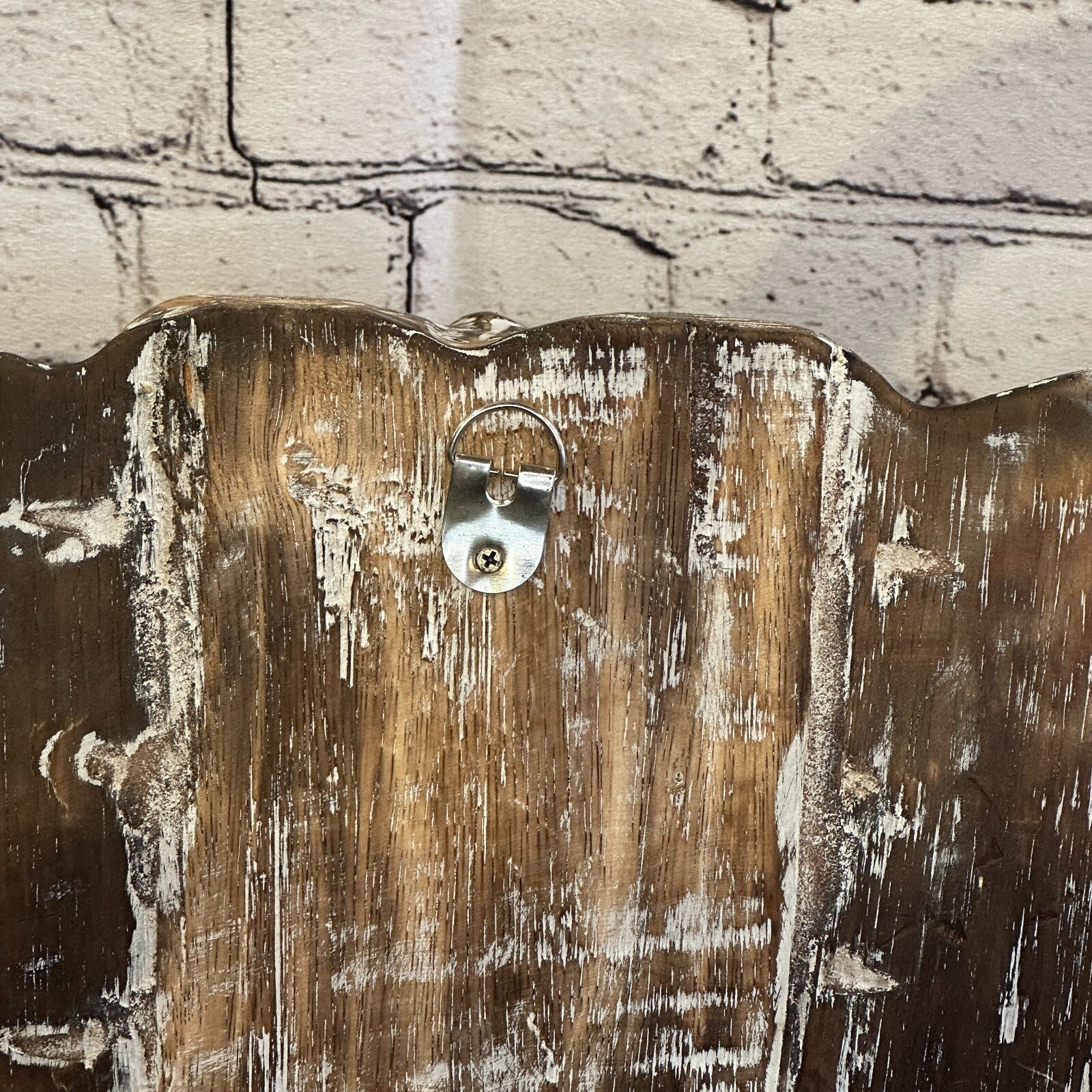 30cm x 30cm Brown Carved Wood Elephant Head Wall Mounted Art Large Shabby8