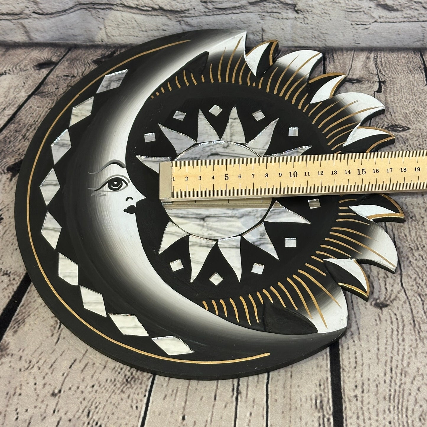 Black Half Moon Mosaic Tile Wall Mirror 30cm x 30cm 12 Inches Handmade Fairtrade5