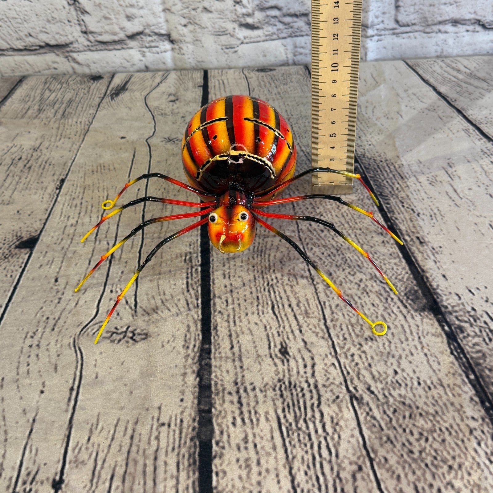 20cm x 15cm Small Colourful Orange Spider Metal Tin Standing Ornament Statue5